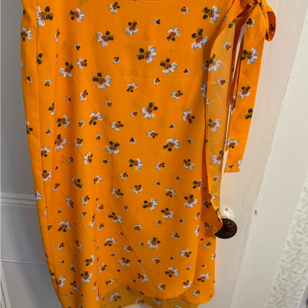 Floral Wrap Dress in Bright Orange